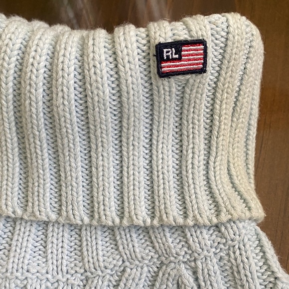 Vintage Polo Ralph Lauren Light Blue Ribbed Turtleneck Sweater - Picture 2 of 7